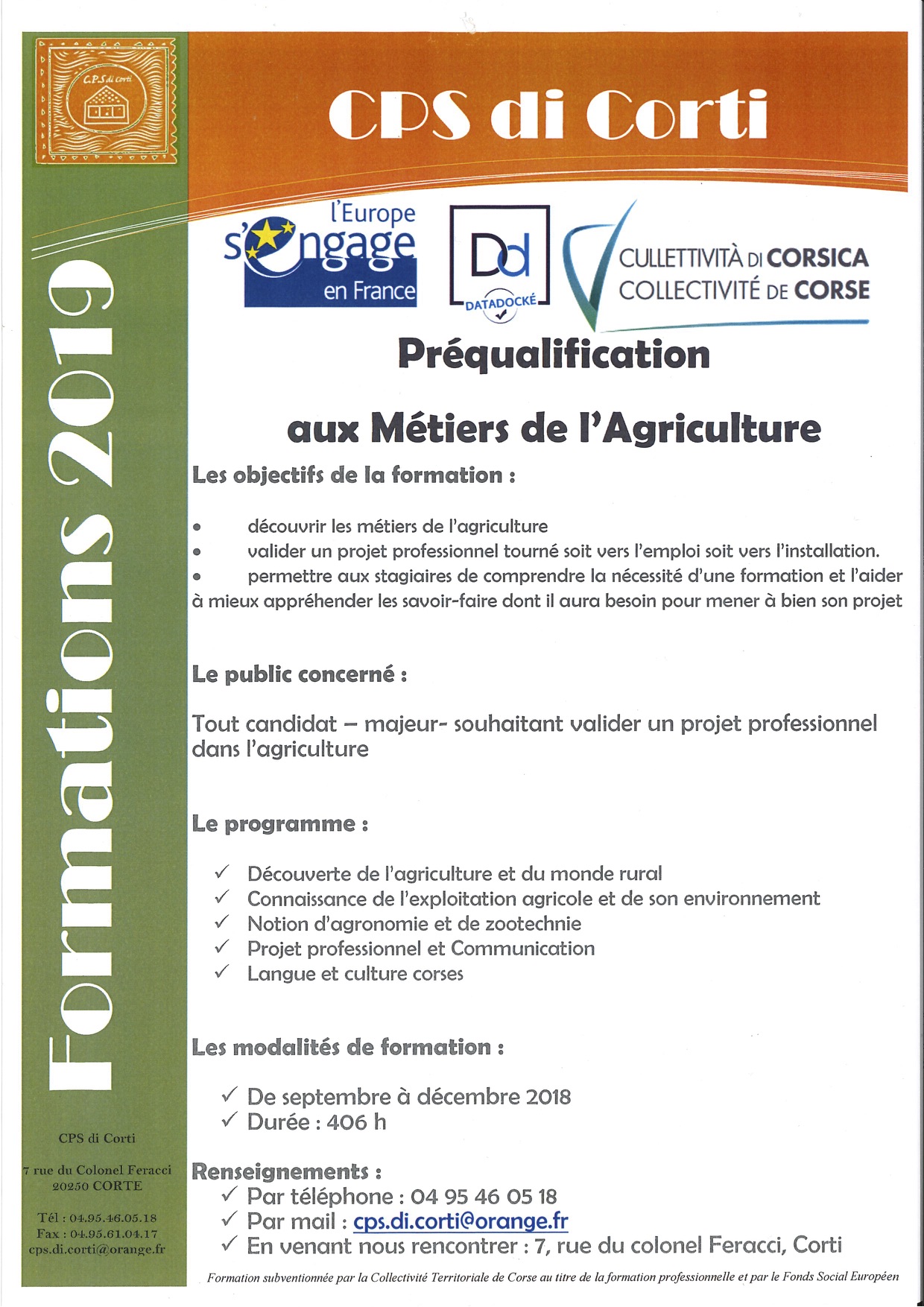 Corte : Une formation "Pré-qualification métiers de l'agriculture 2019"