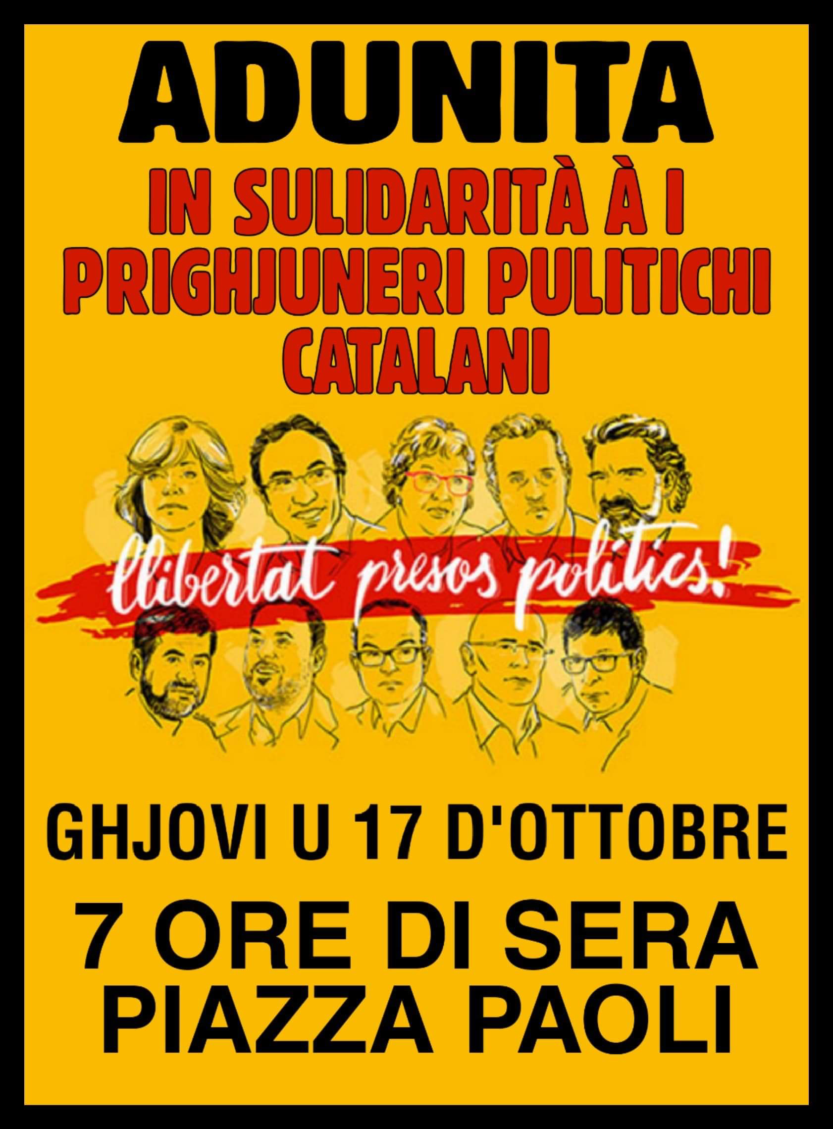 Adunita in Corti in sulidarità a i prighjuneri pulitichi catalani