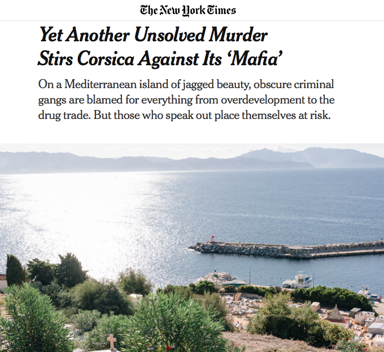 The New York Times : « Après le meurtre de Maxime Susini, la Corse se rebelle contre sa "mafia"»