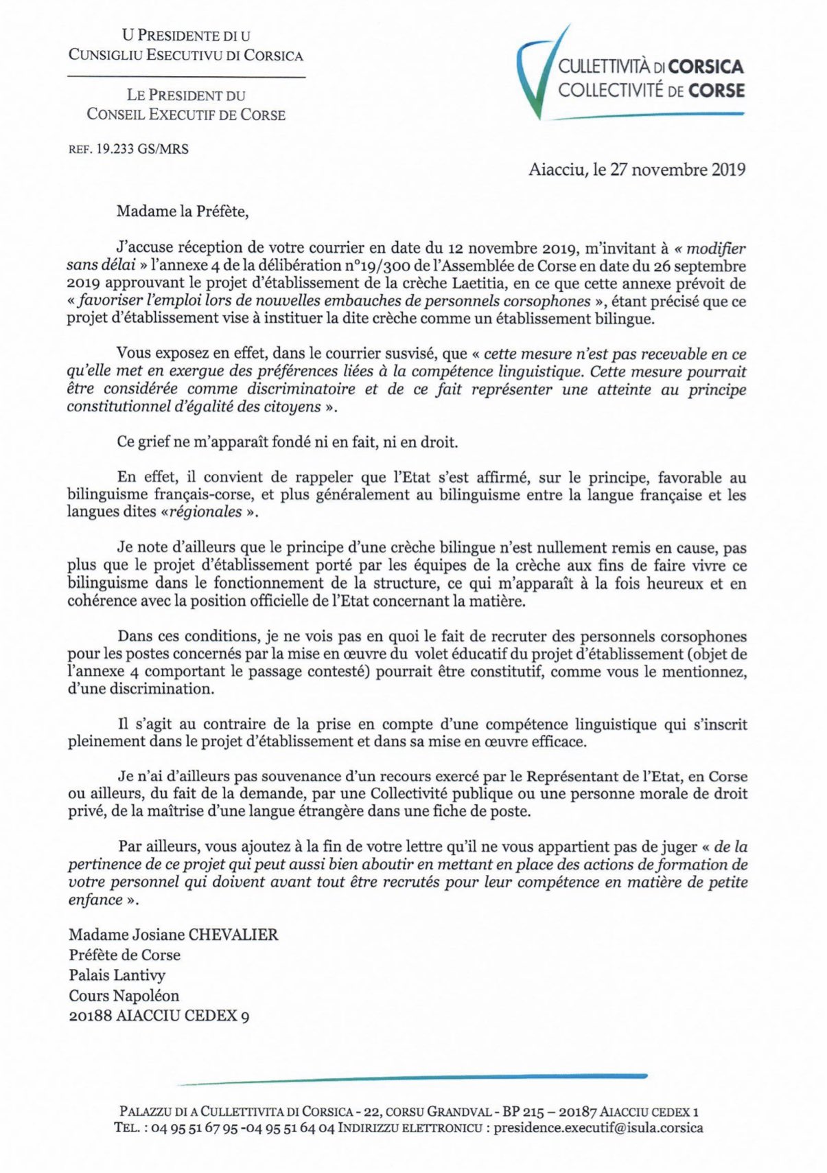Quand la langue corse devient un critère de sélection "discriminatoire" : la polémique entre Gilles Simeoni et la préfète de Corse