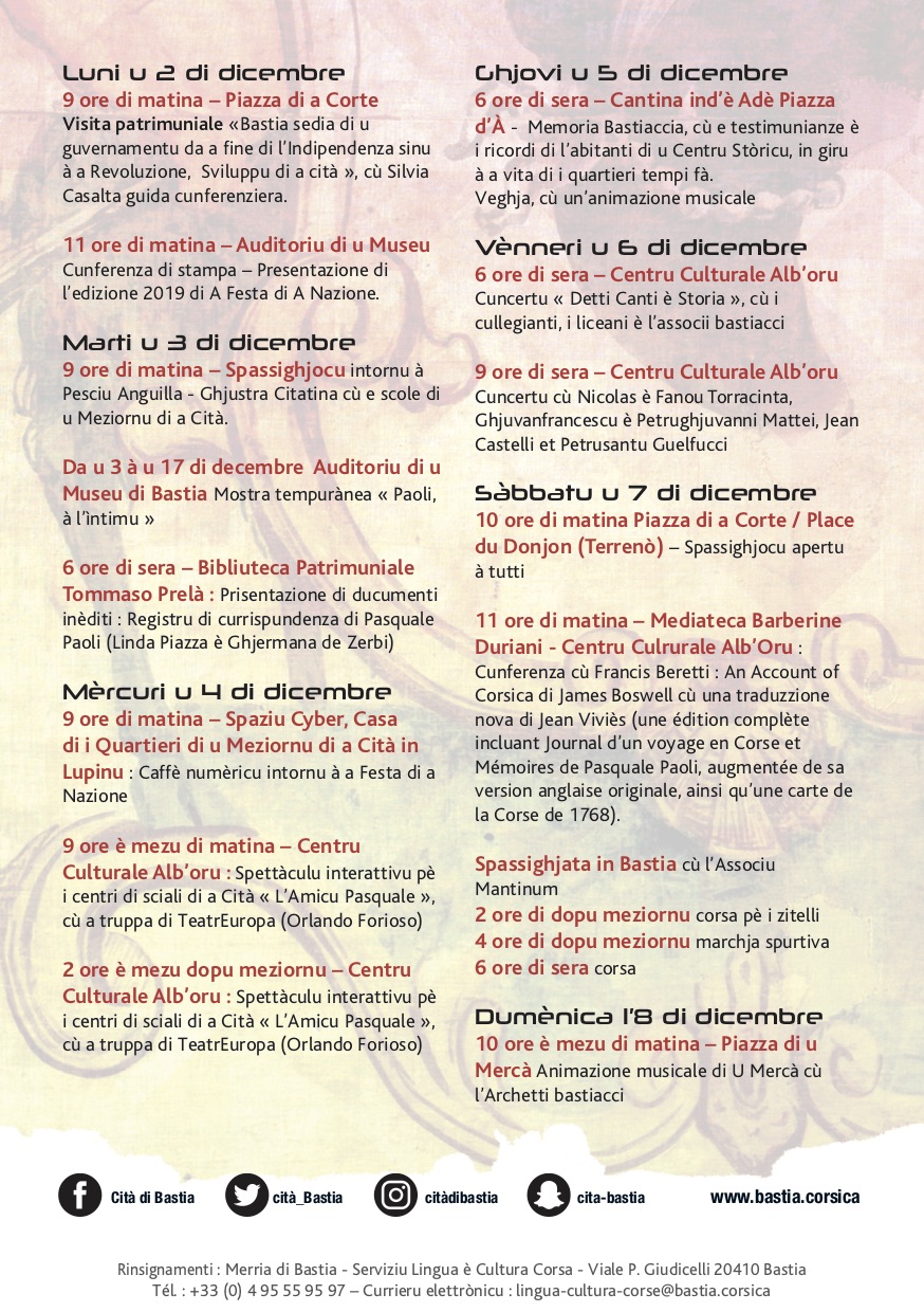 Bastia : "Paoli à l'intimu" per A Festa di a Nazione