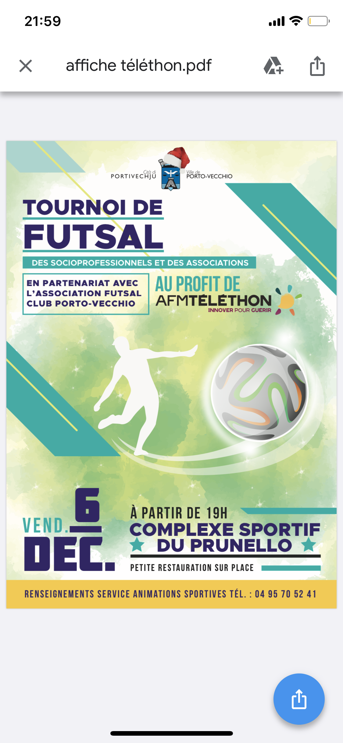 Téléthon :  Vendredi 7 décembre un tournoi de Futsal à Porto-Vecchio