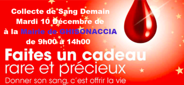 Ghisonaccia. Faites un cadeau pour les fêtes :  donnez votre sang