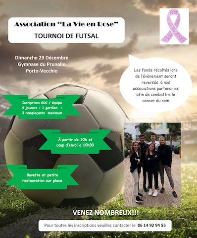 Porto-Vecchio : Un tournoi de Futsal pour lutter contre le cancer du sein