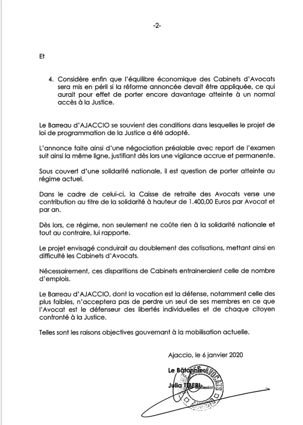 Ajaccio : grève des avocats contre la réforme des retraites pendant une semaine