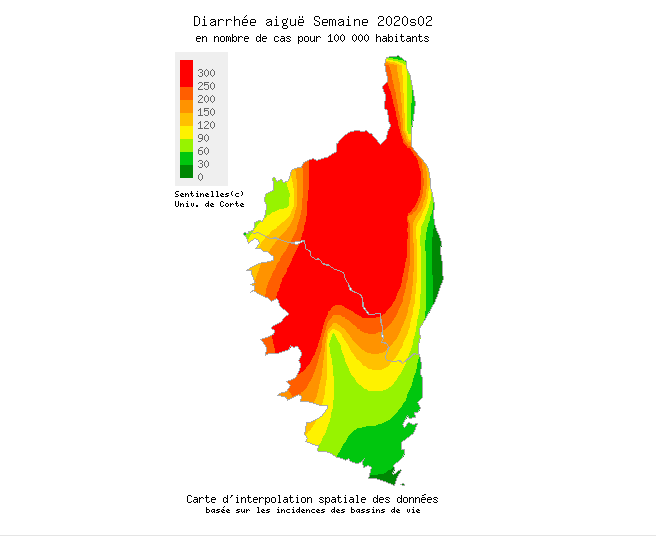 Carte de l'épidémie Réseau Sentinelles
