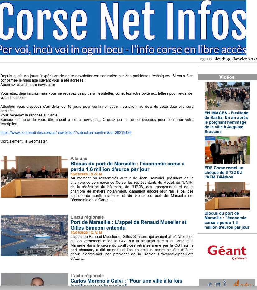 Newsletter de Corse Net Infos : ce que vous devez savoir