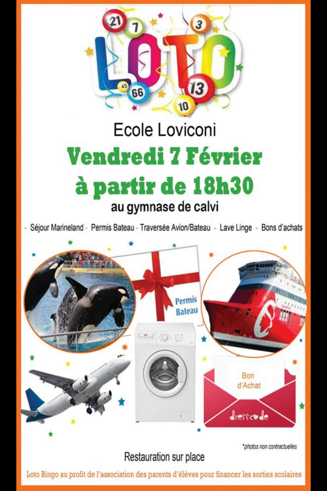 Loto de l'Association des Parents d'Élèves de l'école Loviconi le 7 février à Calvi
