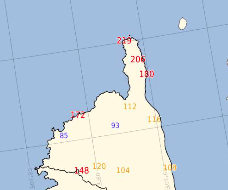 D'importantes rafales de vent en Corse un record de 219 km/h