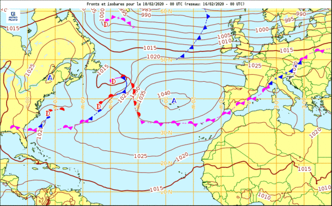 Un bel anticyclone au large de l'Espagne