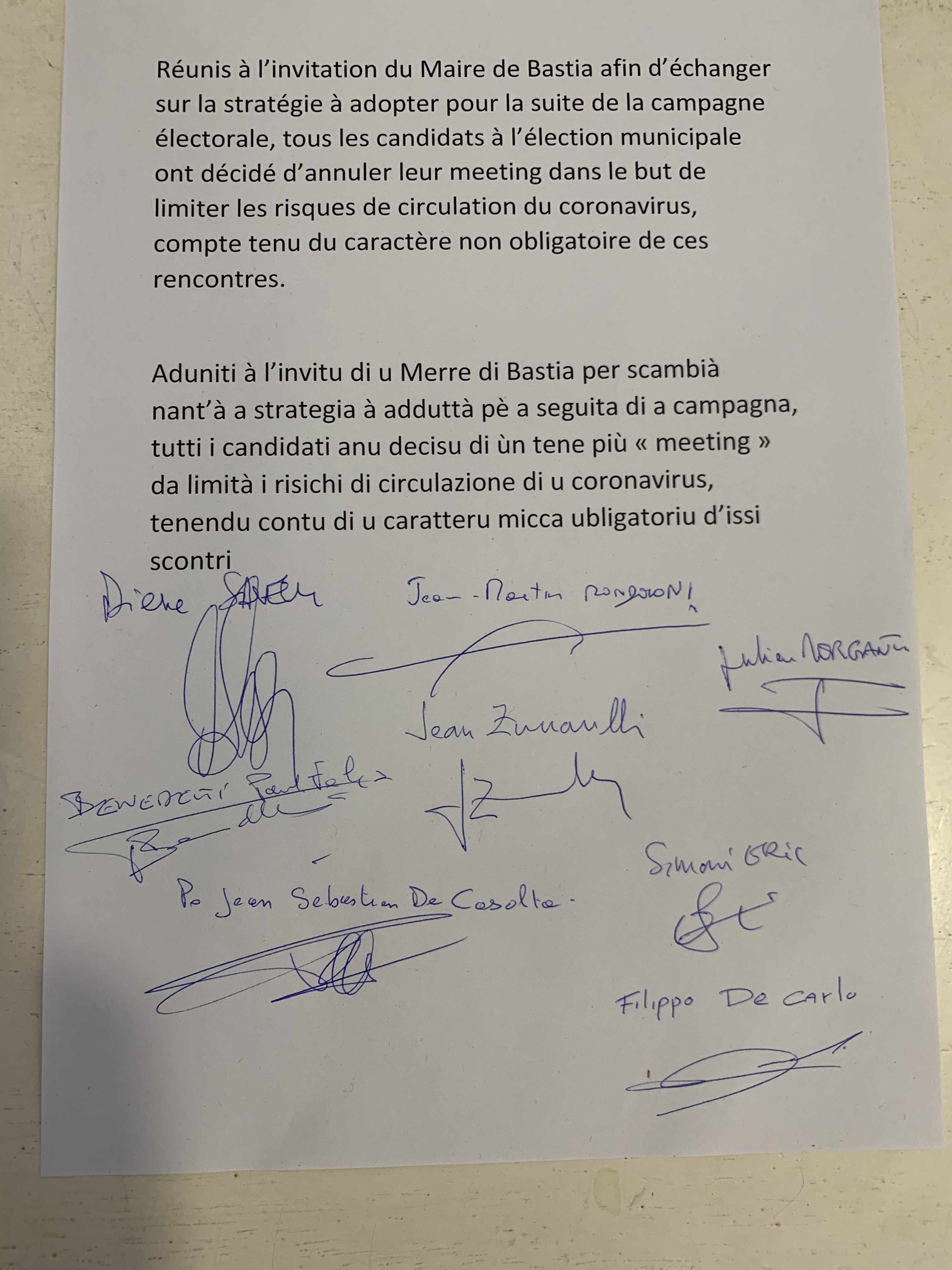 A Bastia les huit candidats annulent les meetings de campagne à cause du coronavirus