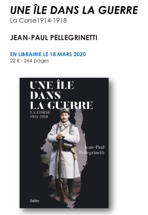 Livre : « Une île dans la guerre » de Jean-Paul Pellegrinetti en libraire le 24 mars