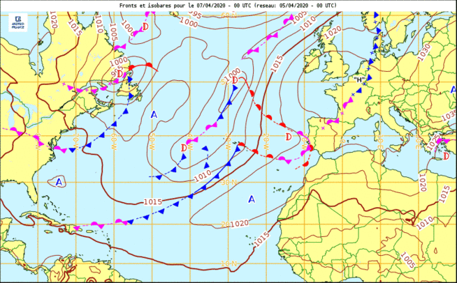 Les hautes préssions européennes vont faire barrage aux perturbations atlantiques.