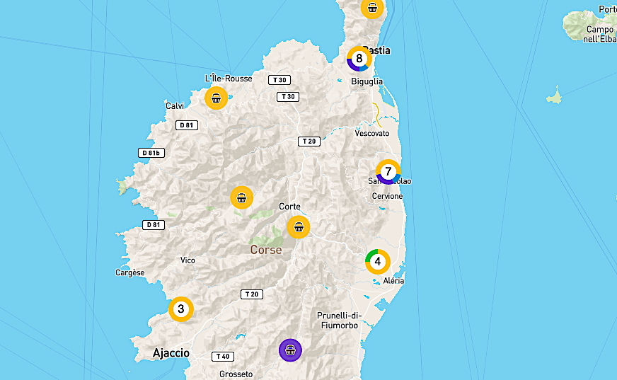 31 points pour se nourrir de produits frais, ou cuisinés, de qualité en Corse