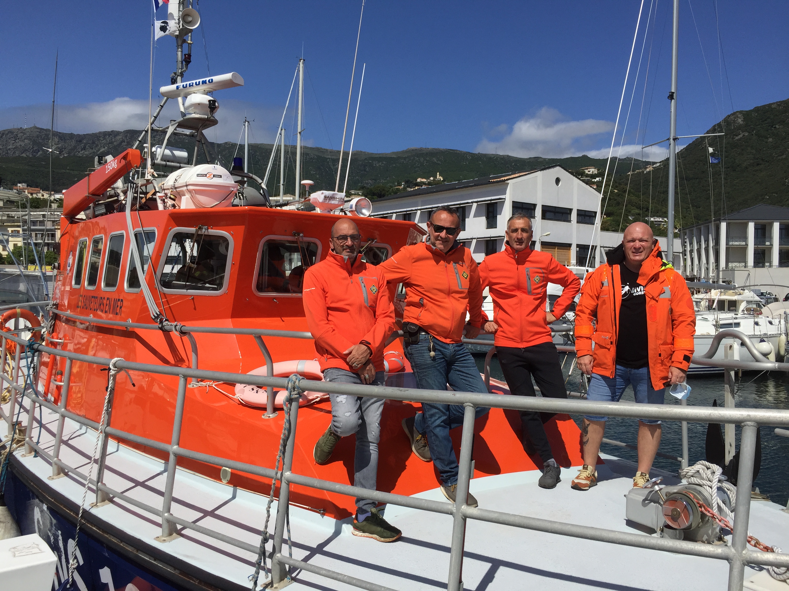 Quelques uns des bénévoles de la SNSM Bastia : Frédéric Pietri, Stéphane Lucchini, Marco Jaumon et Tony Viacara