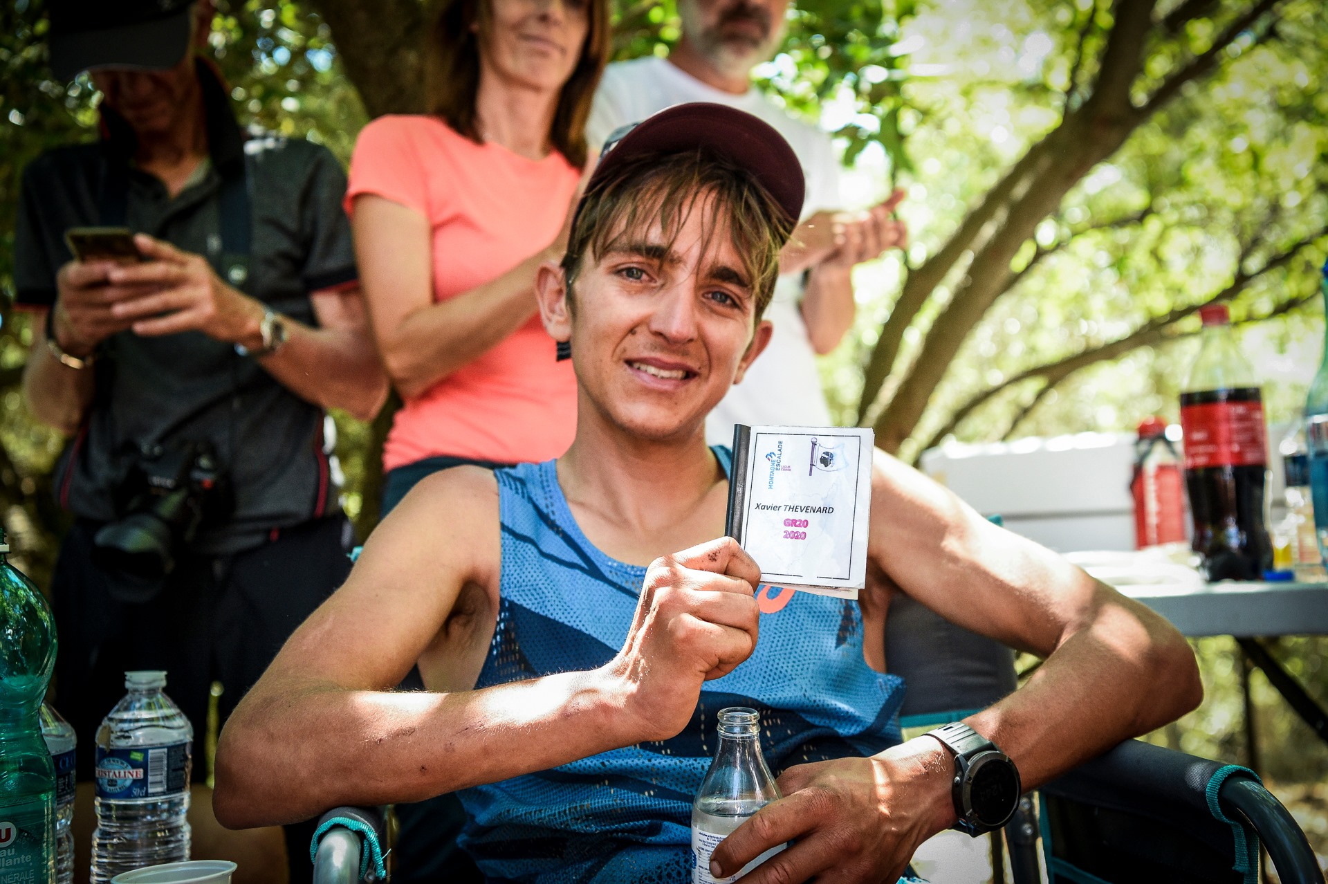 Arrivé à Conca.  Chrono : 32h32.  Pas de record mais une superbe aventure tout au long de ce GR20. Merci à tous pour vos encouragements et votre soutien, vous avez été incroyables. (Facebook Xavier Thévenard)