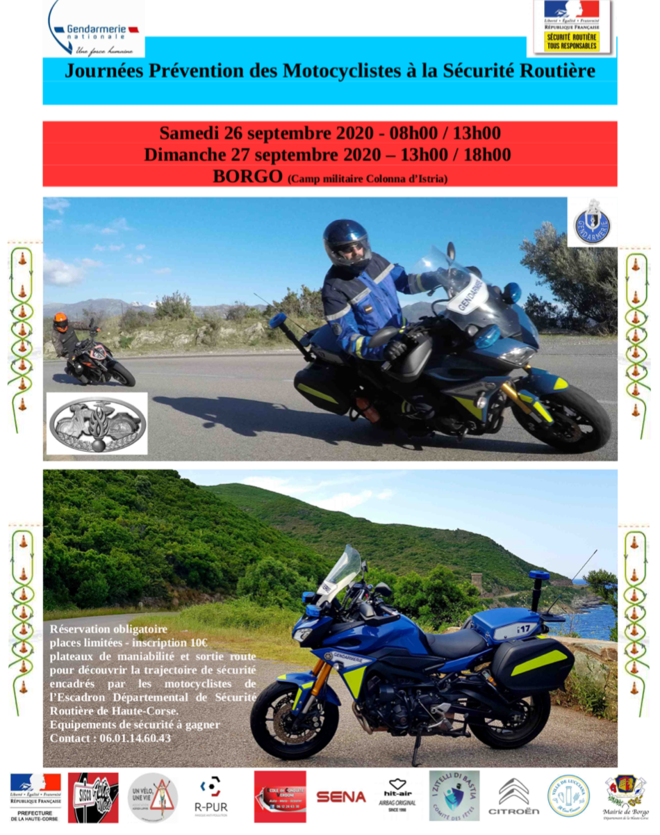 Journées de prévention des motocyclistes : le 27 septembre à Borgo