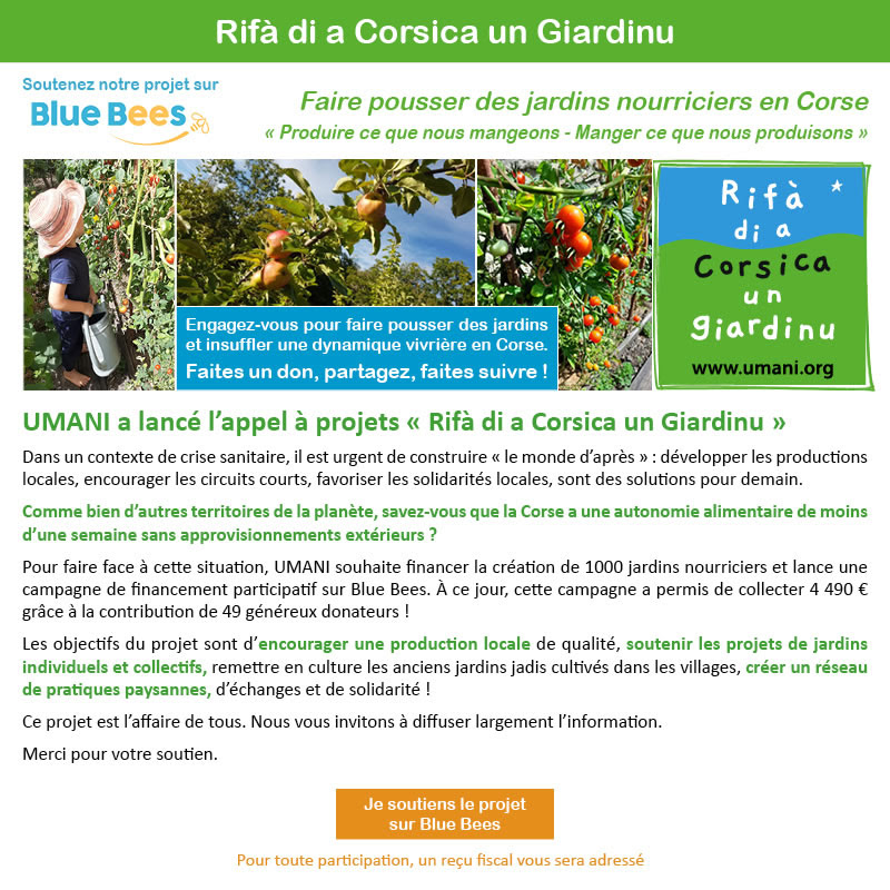 UMANI a lancé l’appel à projets « Rifà di a Corsica un Giardinu »
