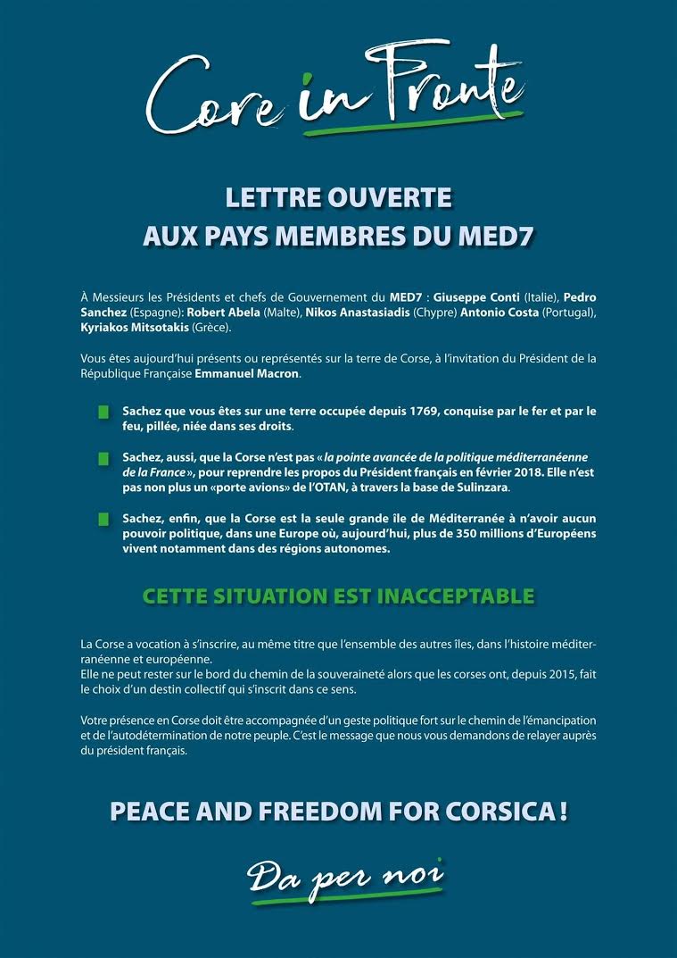 Med7 à Porticcio : Core in Fronte appelle au rassemblement