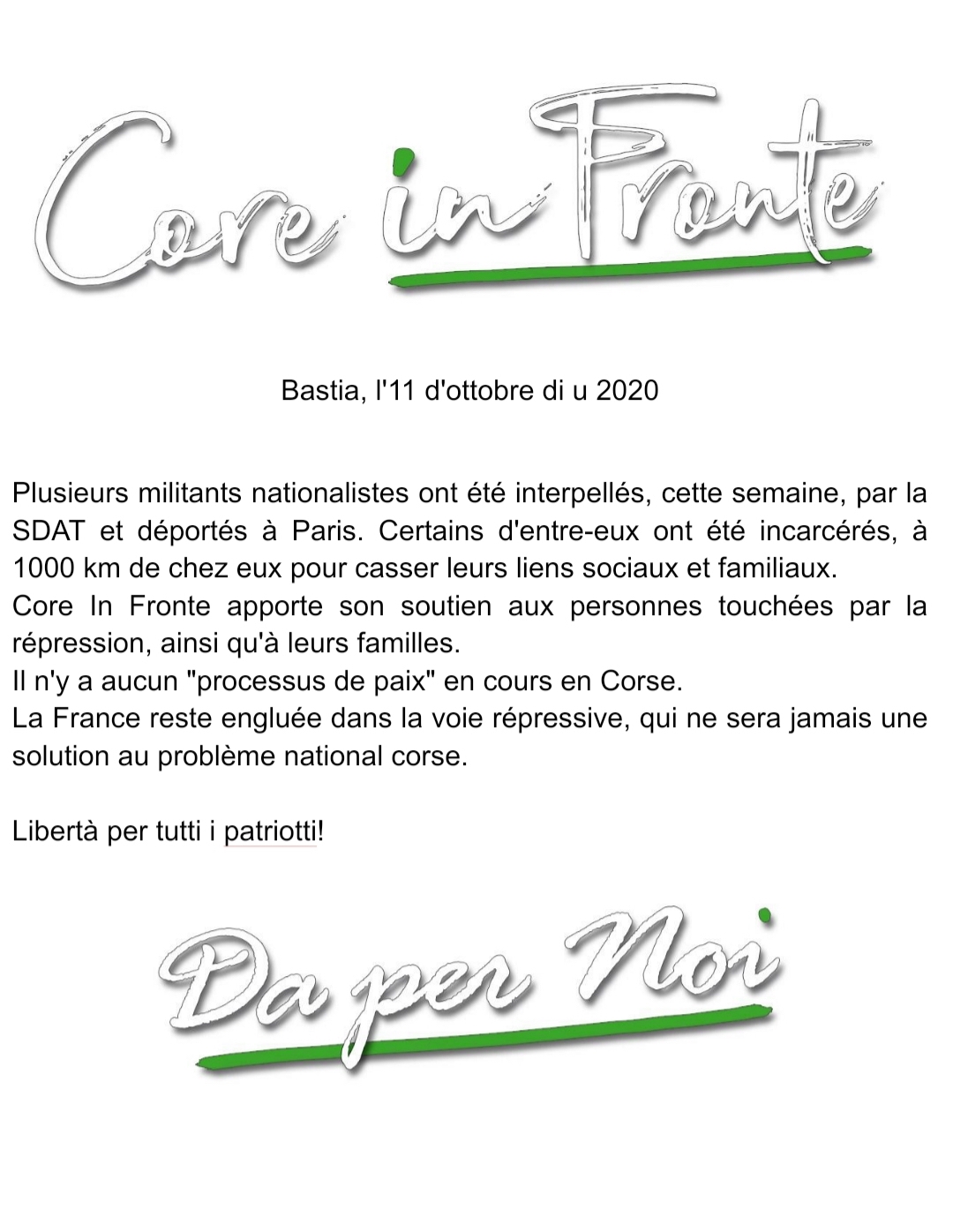 Tirs contre la gendarmerie à Bastia. Vives réactions en Corse après la vague d'interpellations et incarcérations 