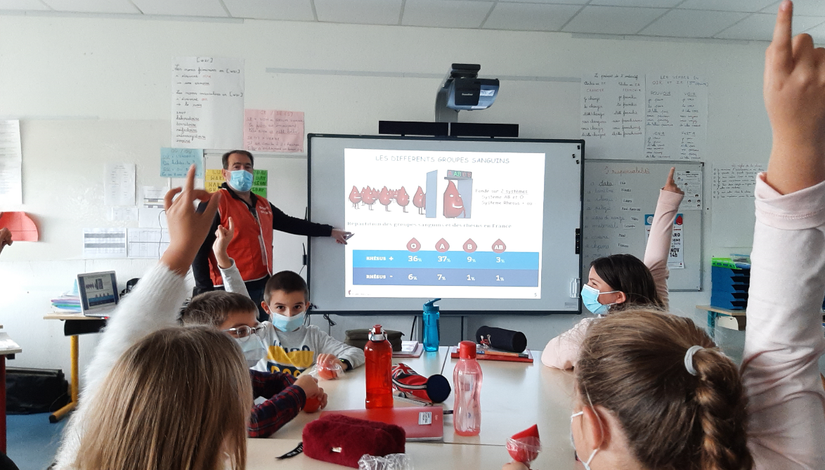 Prunelli di Fium'Orbu : animation pédagogique sur le don du sang pour les élèves du cours moyen