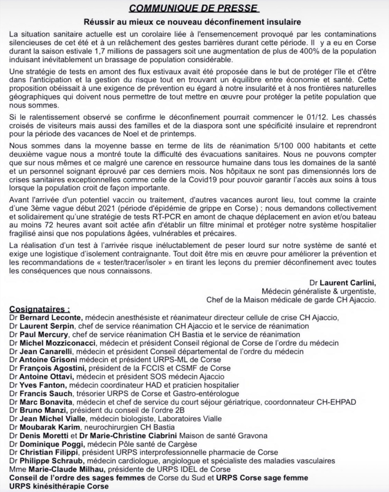 Covid-19 : Les médecins corses demandent un test obligatoire pour tout voyageur arrivant sur l'ile 