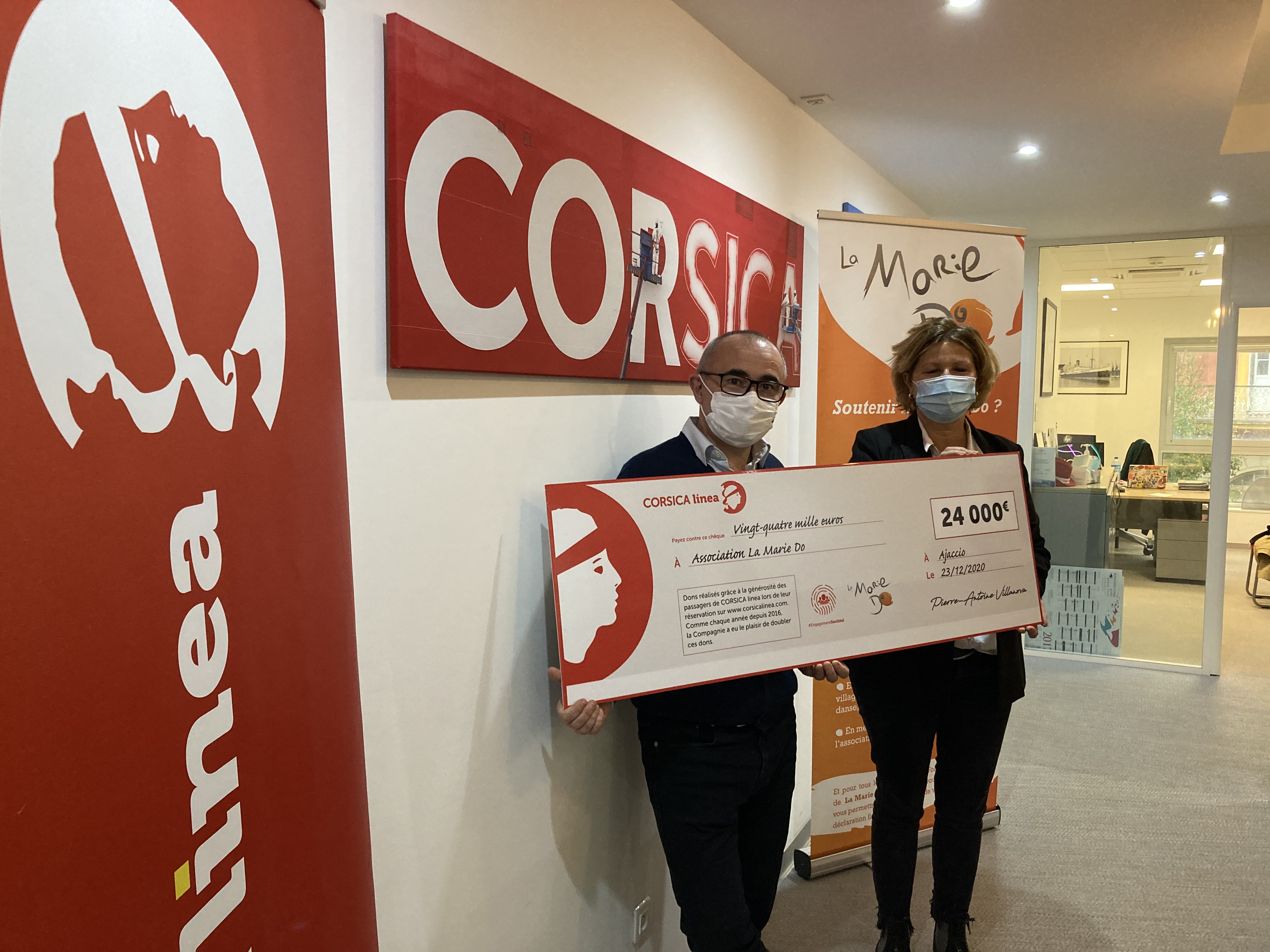 Le directeur de la Corsica Linea Pierre-Antoine Villanova et la présidente de la Marie-Do Catherine Riera.