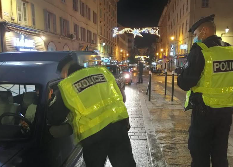 Les contrôles sur le bd Paoli de Bastia ce 30 décembre. Photo PM Pescetti