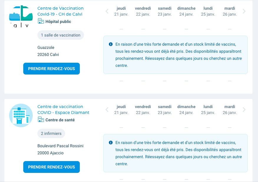 Impossible de prendre un rendez-vous dans les centres de vaccination insulaires