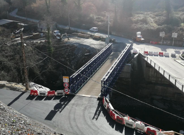 Route d'Orezza : le pont provisoire ouvre à la circulation