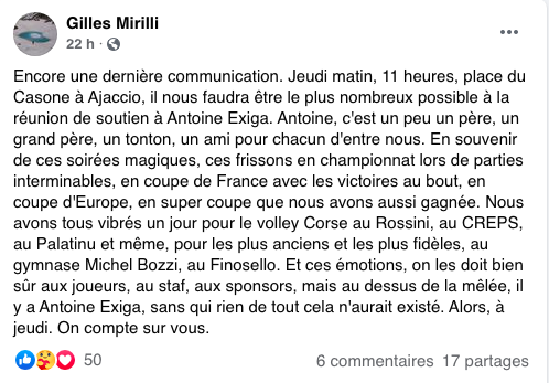 Capture d'écran du groupe Facebook « Fan Club Antoine EXIGA !! ».