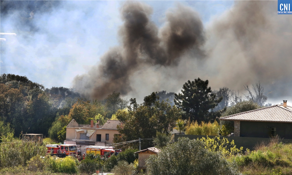 Un feu de végétation s'est déclaré dans le secteur de la Rocade, à Ajaccio. Photo : Michel Luccioni