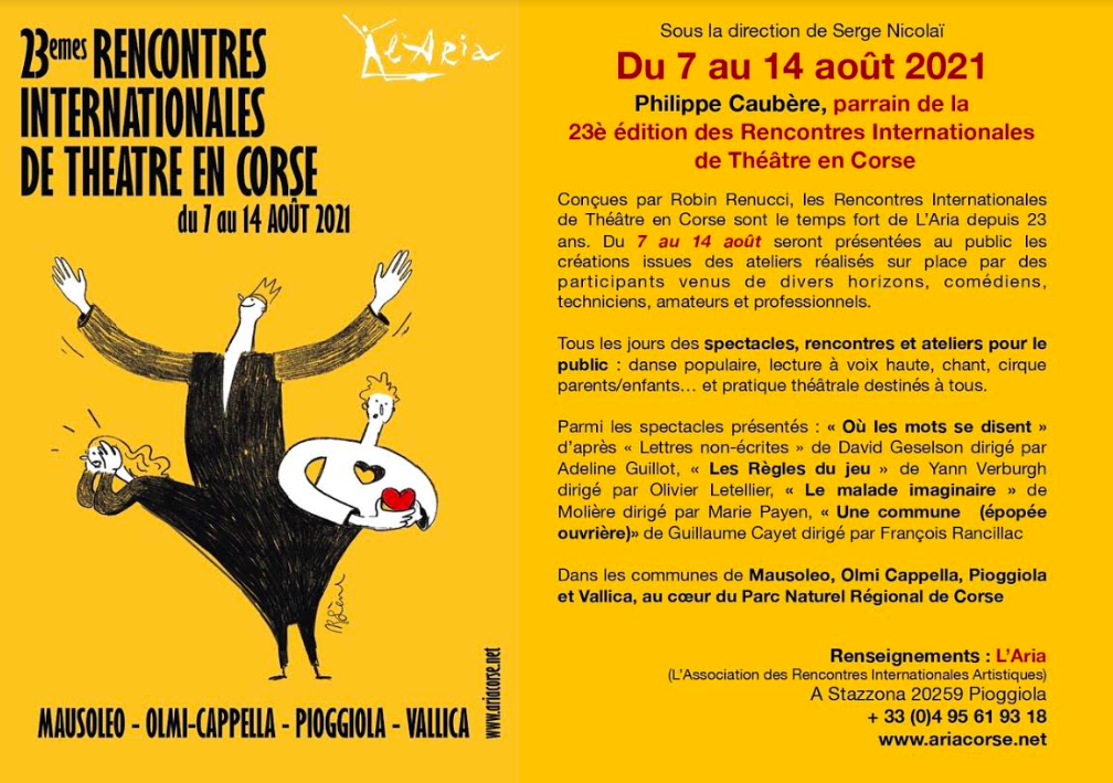 Du 7 au 14 août reviennent les rencontres Internationales de Théâtre en Corse, temps fort de l'Aria