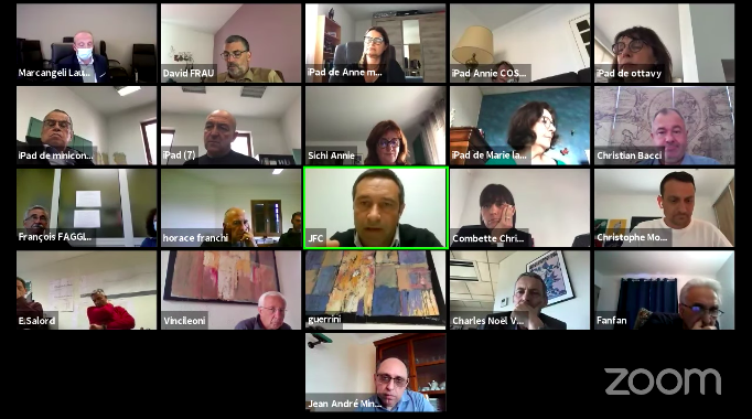 Le conseil communautaire a eu lieu via zoom ce mardi 4 mai. Capture d'écran chaine youtube AjaccioCAPA