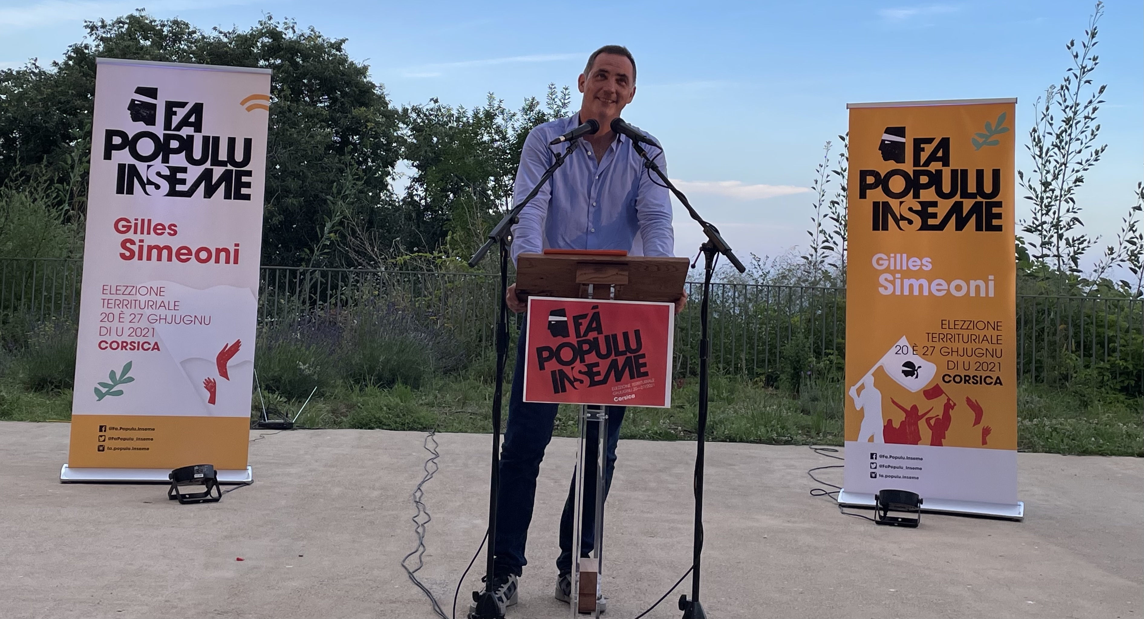 Gilles Simeoni, président du Conseil exécutif de la Collectivité de Corse, leader de Femu a Corsica, chef de file de la liste Fa populu Inseme pour les élections territoriales des 20 et 27 juin.