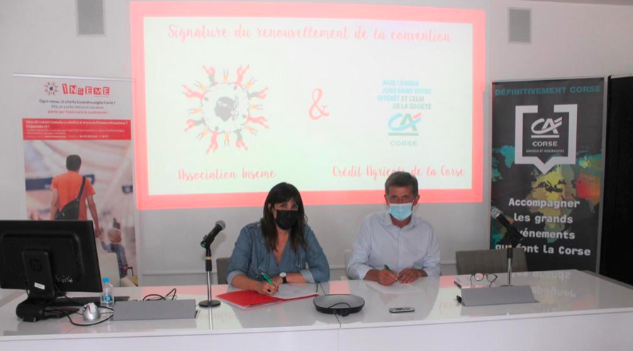 La Présidente d’Inseme Laetitia Cucchi et le Directeur Général du Crédit Agricole de la Corse Jean-Pierre Guillou