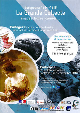 Collecte du Souvenir avec les archives départementales de Corse-du-Sud