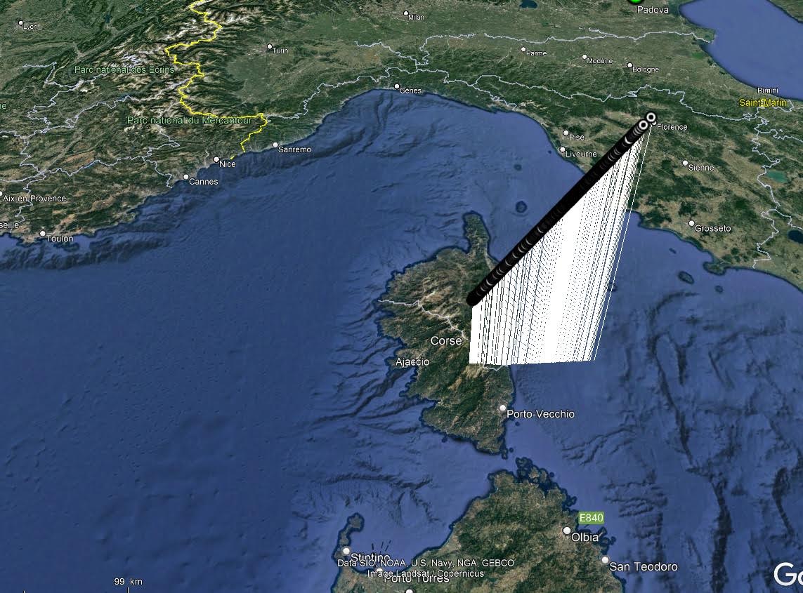 Simulation de la trajectoire calculée par l'Observatoire de Paris.