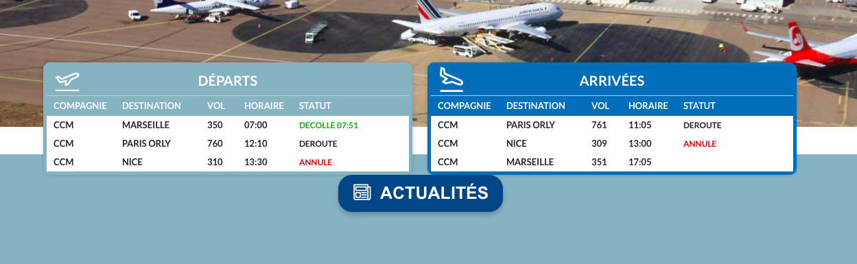 Capture écran aéroport de Calvi