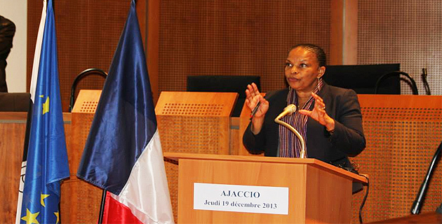 Taubira à Ajaccio : "Résultats probants et criminalité en baisse" 
