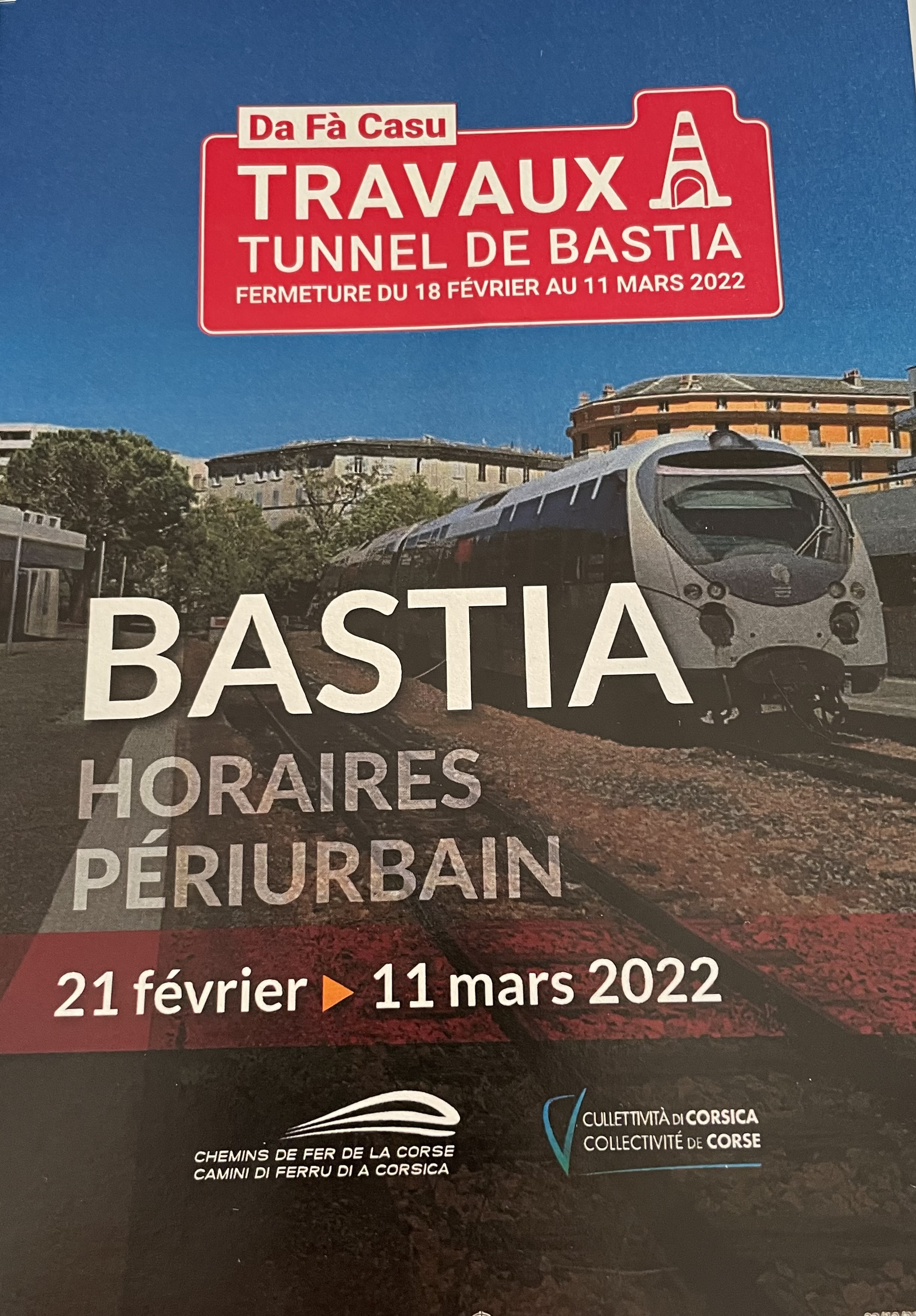 Fermeture du tunnel de Bastia : Les Chemins de fer de la Corse mettent en place des trains gratuits et plus fréquents