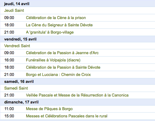 Les cérémonies de la Semaine sainte dans les églises corses