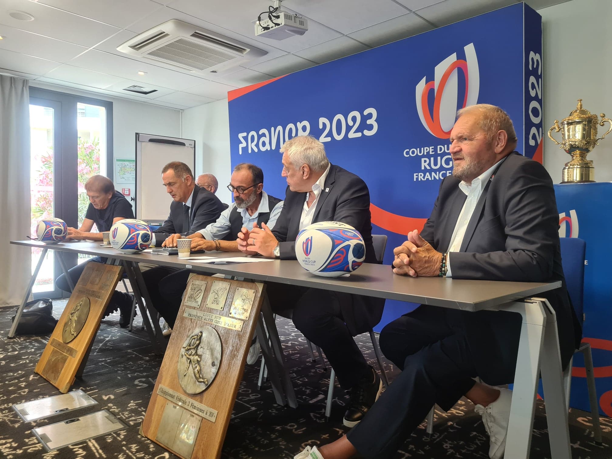 Les organisateurs de la Coupe du Monde de Rugby en France en 2023 étaient à Biguglia ce 8 juin pour définir le rôle de la Corse dans l'évènement. Crédits Photo : Pierre-Manuel Pescetti