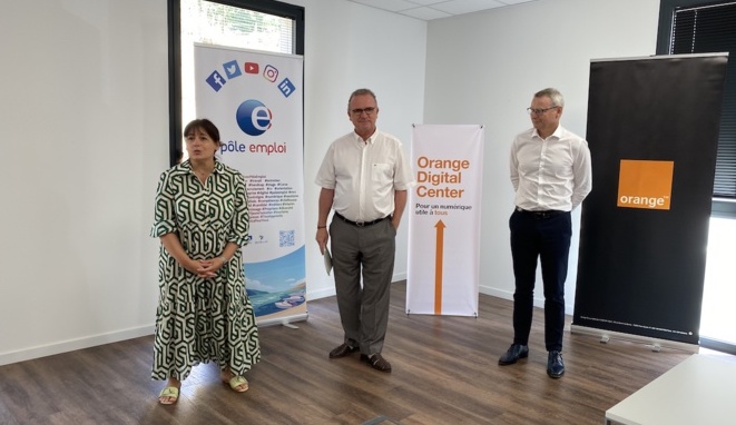 Franck Rabourg, directeur régional d’Orange avec Christian Sanfilippo, directeur régional de Pôle emploi Corse