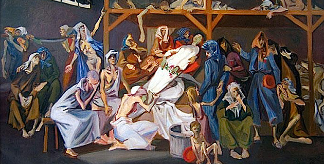 Huile sur toile de Boris Taslitzky, La mort de Danielle Casanova, 1950