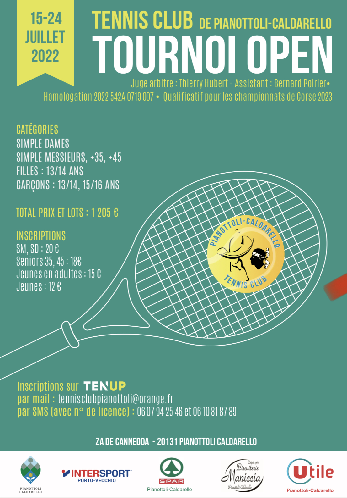 Tennis : Coup d'envoi vendredi du tournoi de Pianottoli-Caldarellu