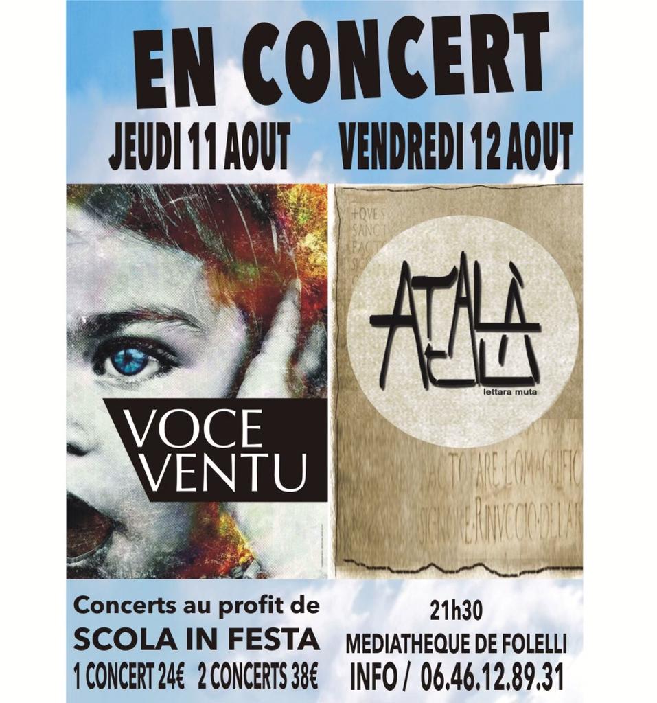 Fulelli : Voce Ventu et Attallà en concert le 11 et 12 août