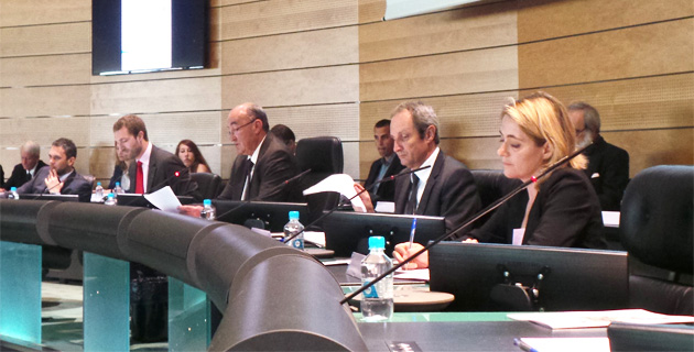 Joseph Castelli, président du conseil général de la Haute-Corse, Alain Rousseau, préfet et Géraldine Morillon-Boffil, nouvelle directrice de la Direccte de Corse