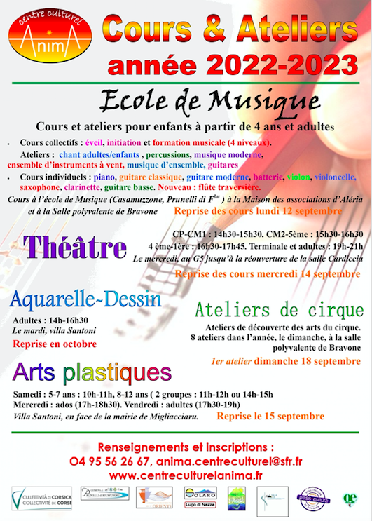 Prunelli-di-Fiumorbo : Les inscriptions au centre culturel Anima sont ouvertes