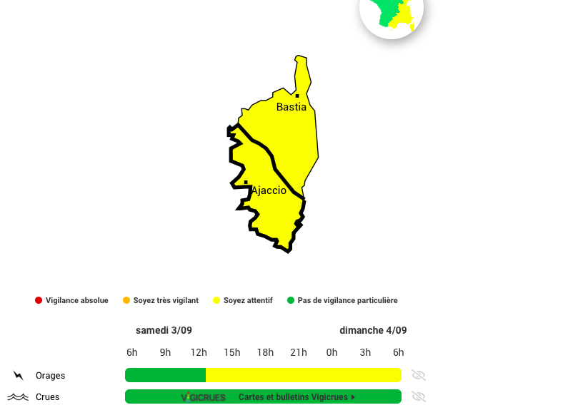 Météo : la vigilance jaune orages maintenue en Corse